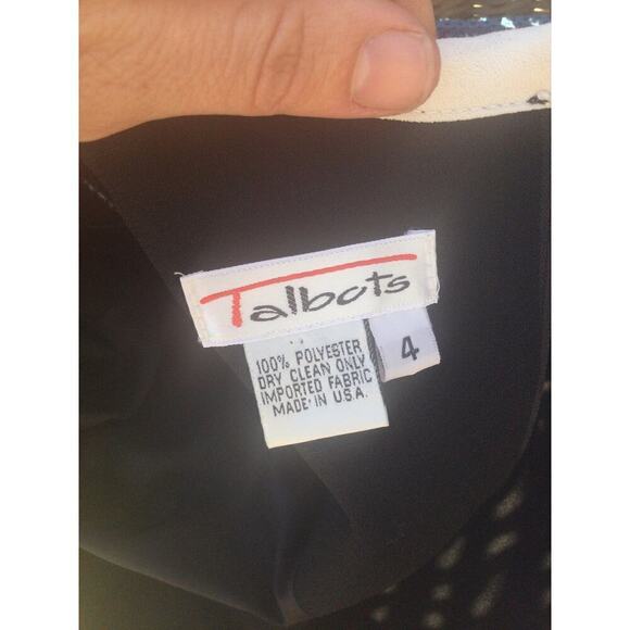 Vintage Talbots womens formal dress size 4 black white button classic Jackie o - Picture 2 of 14